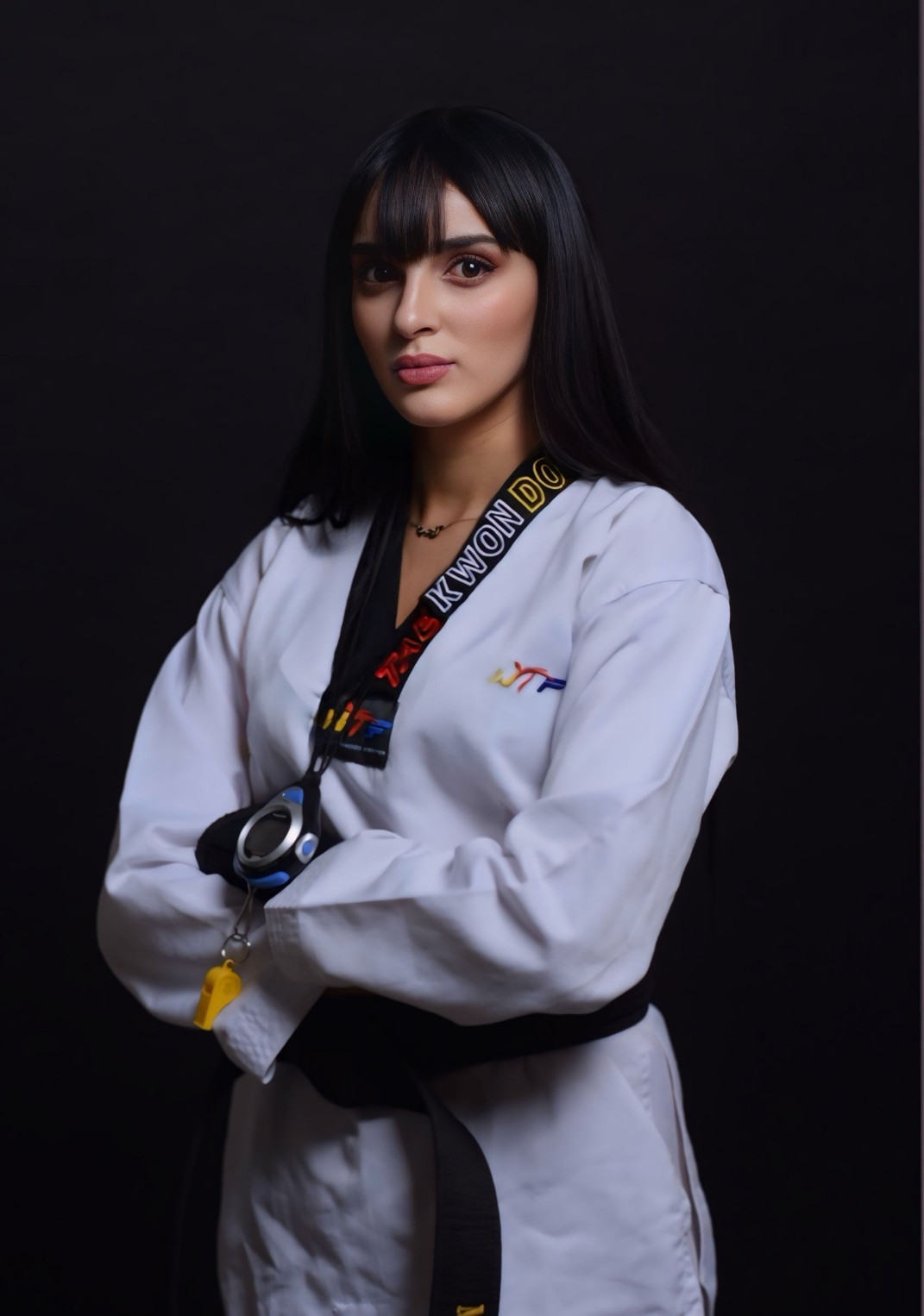 Yosra Mekaoui en tenue de taekwondo